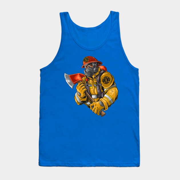 fire fighter with axe Tank Top by Mako Design 